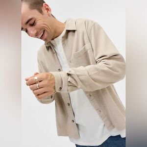 Urban Outfitters Corduroy Button-Up Shirt | Men’s Medium | Neutral Tan 3/$25